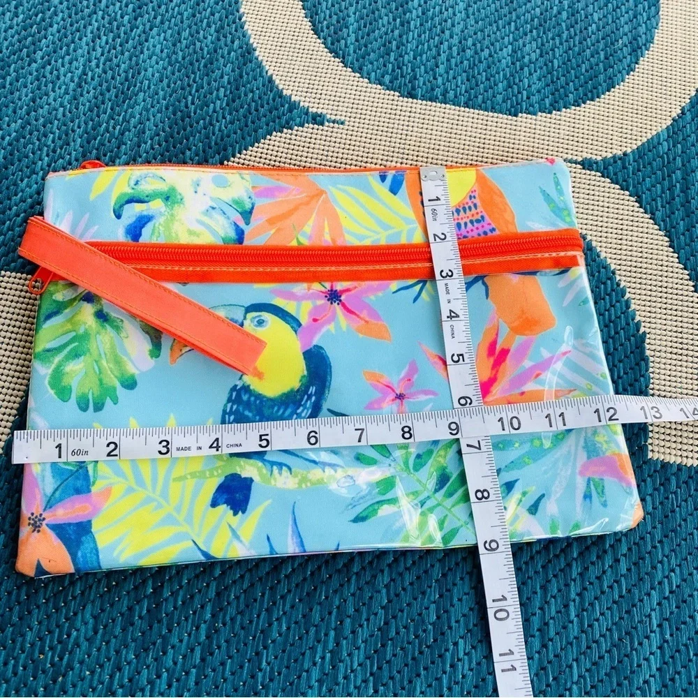 Tropical Parrot Bird Beach Cosmetic Make Up Bag